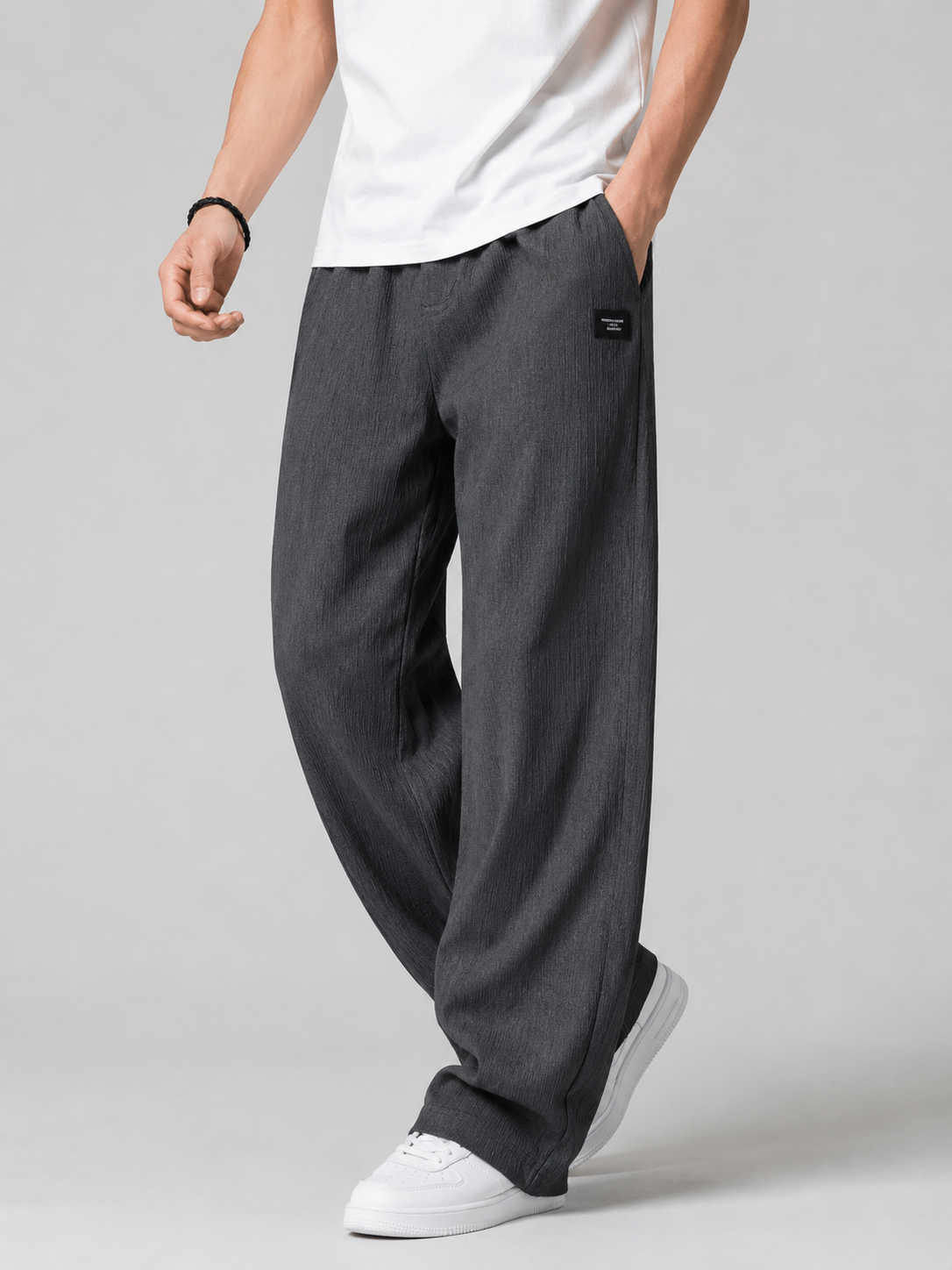Men’s Straight-Leg Pants with Badge Detail