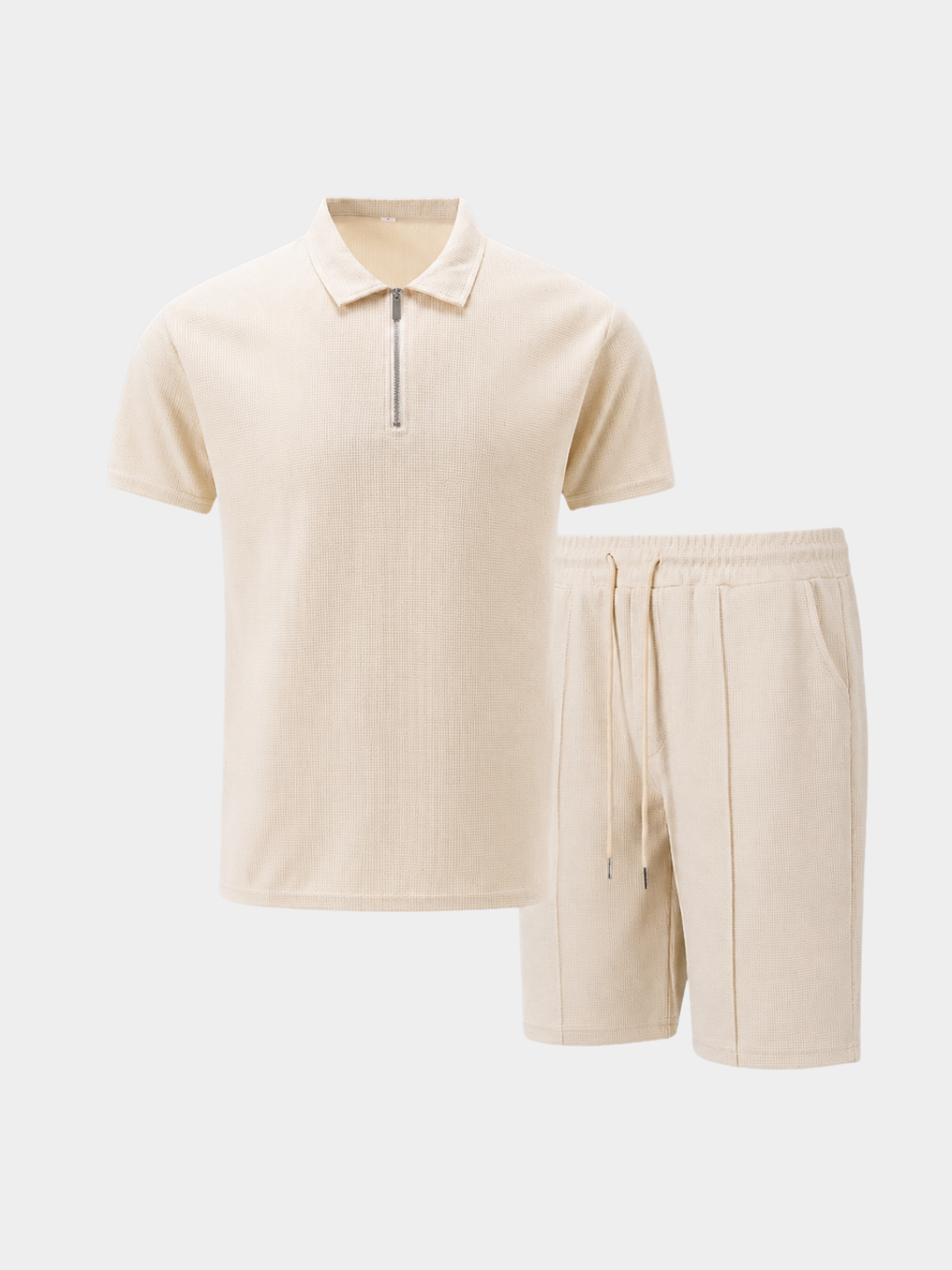 Men’s Polo and Shorts Set with Zip Collar