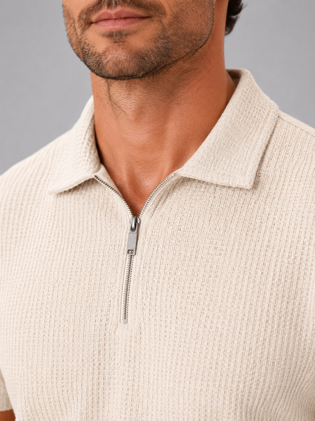 Men’s Polo and Shorts Set with Zip Collar