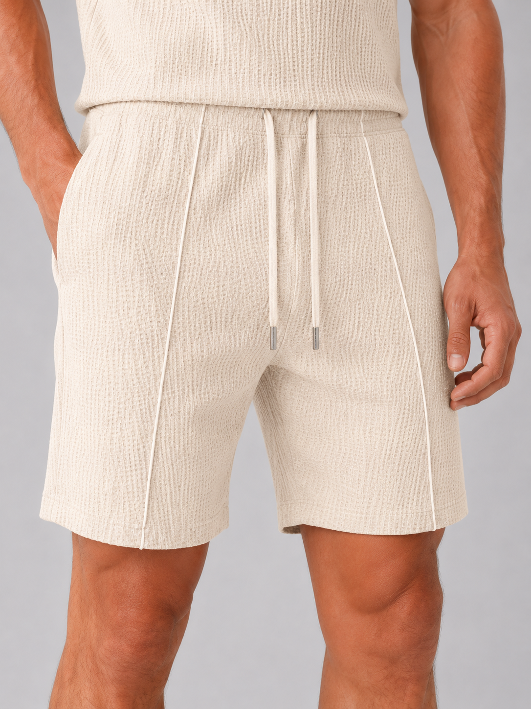 Men’s Polo and Shorts Set with Zip Collar
