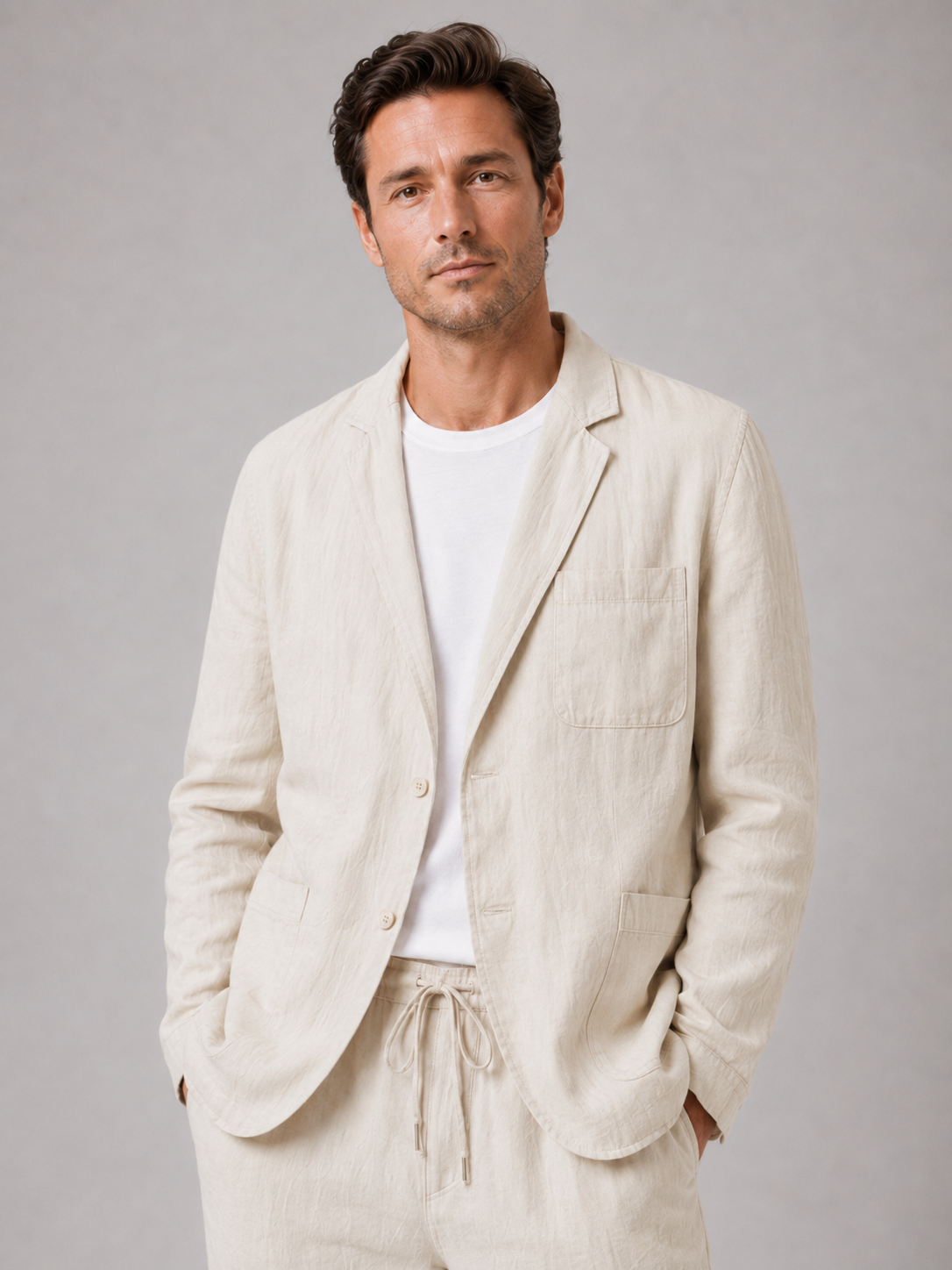 Men’s Two-Piece Set with Drawstring Trousers