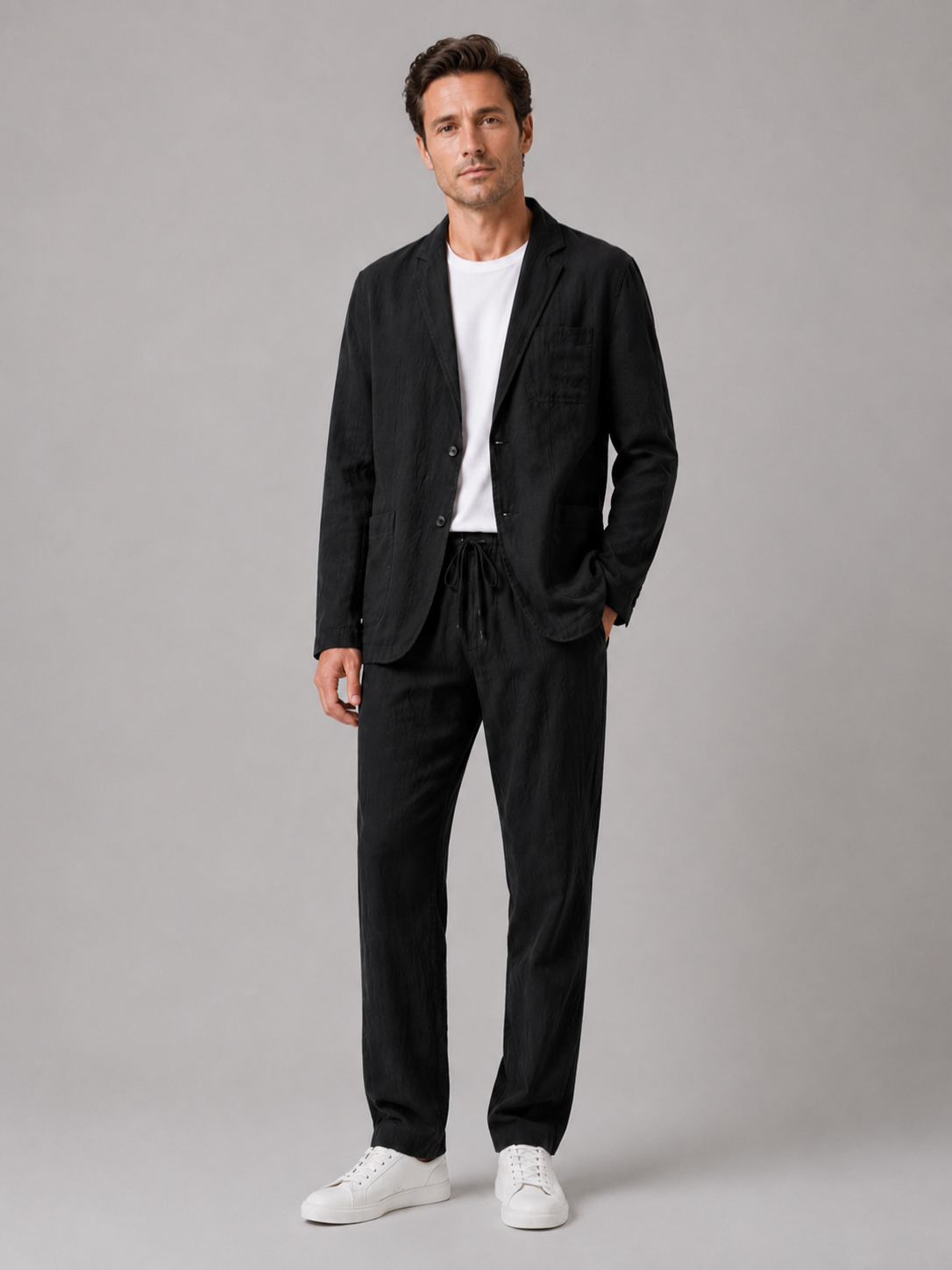 Men’s Two-Piece Set with Drawstring Trousers