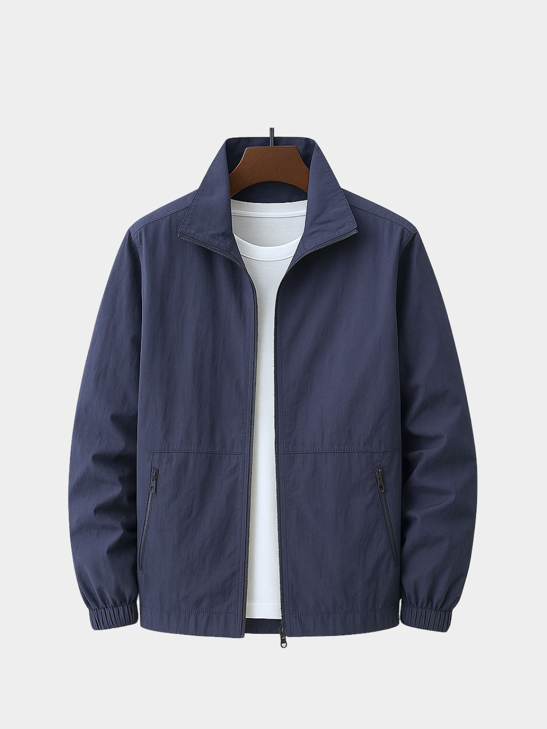 Men’s Summer Zip Front Jacket with Stand Collar