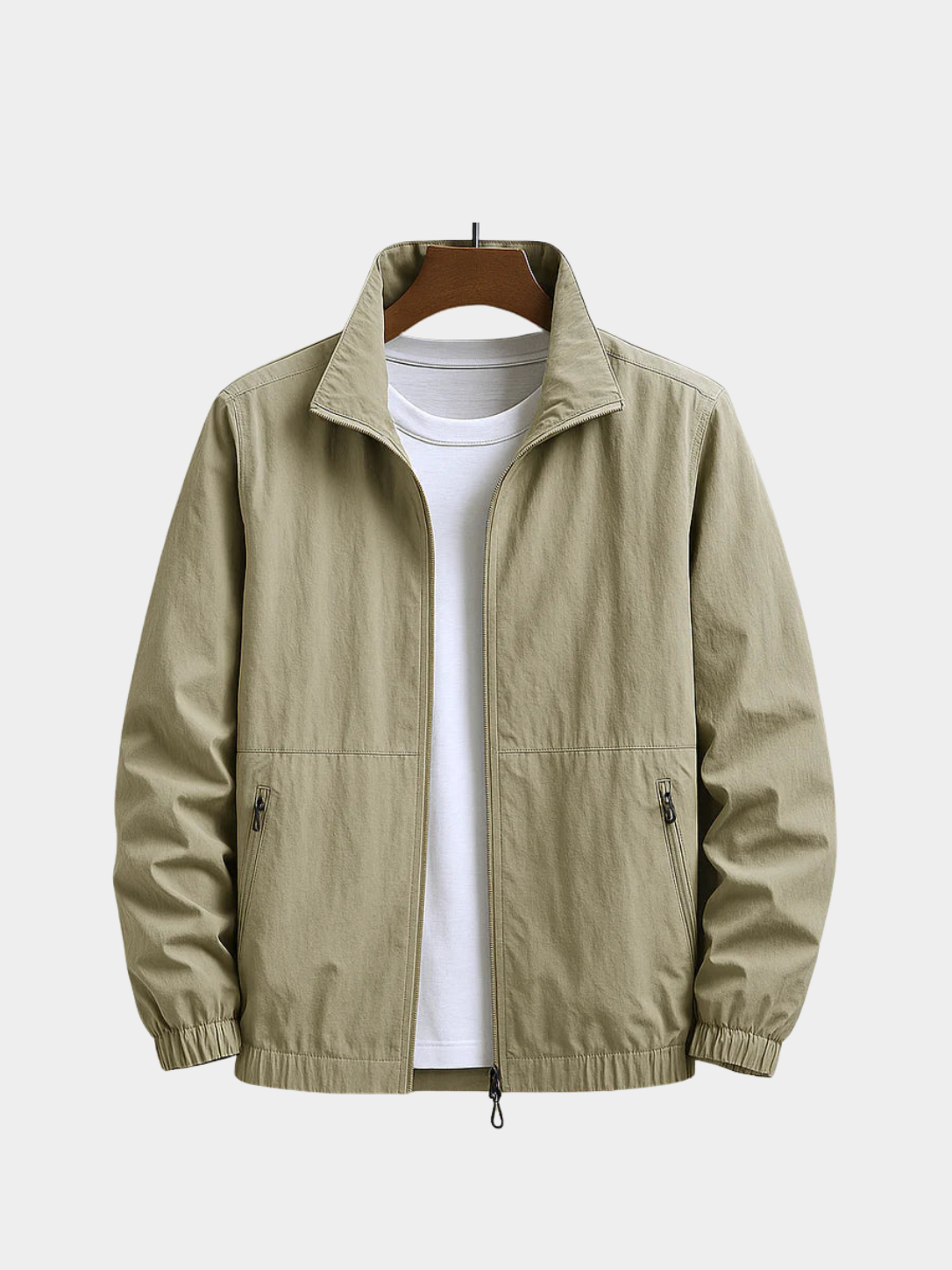 Men’s Summer Zip Front Jacket with Stand Collar
