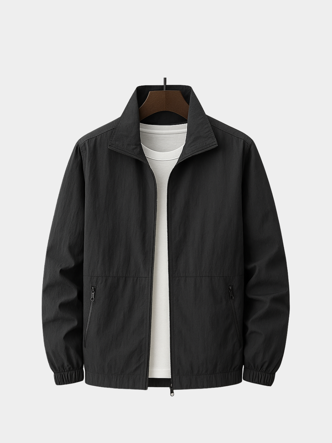 Men’s Summer Zip Front Jacket with Stand Collar