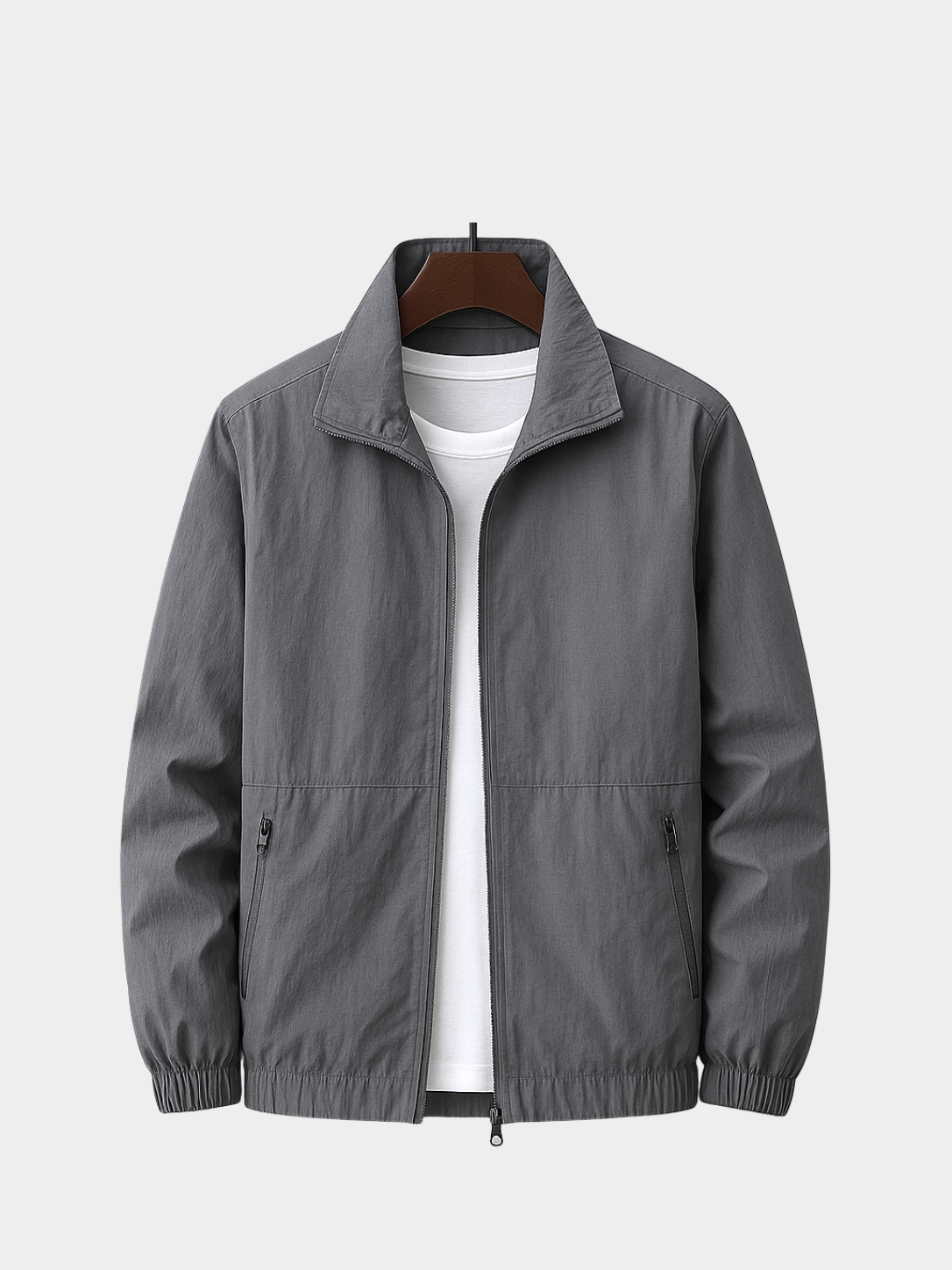 Men’s Summer Zip Front Jacket with Stand Collar