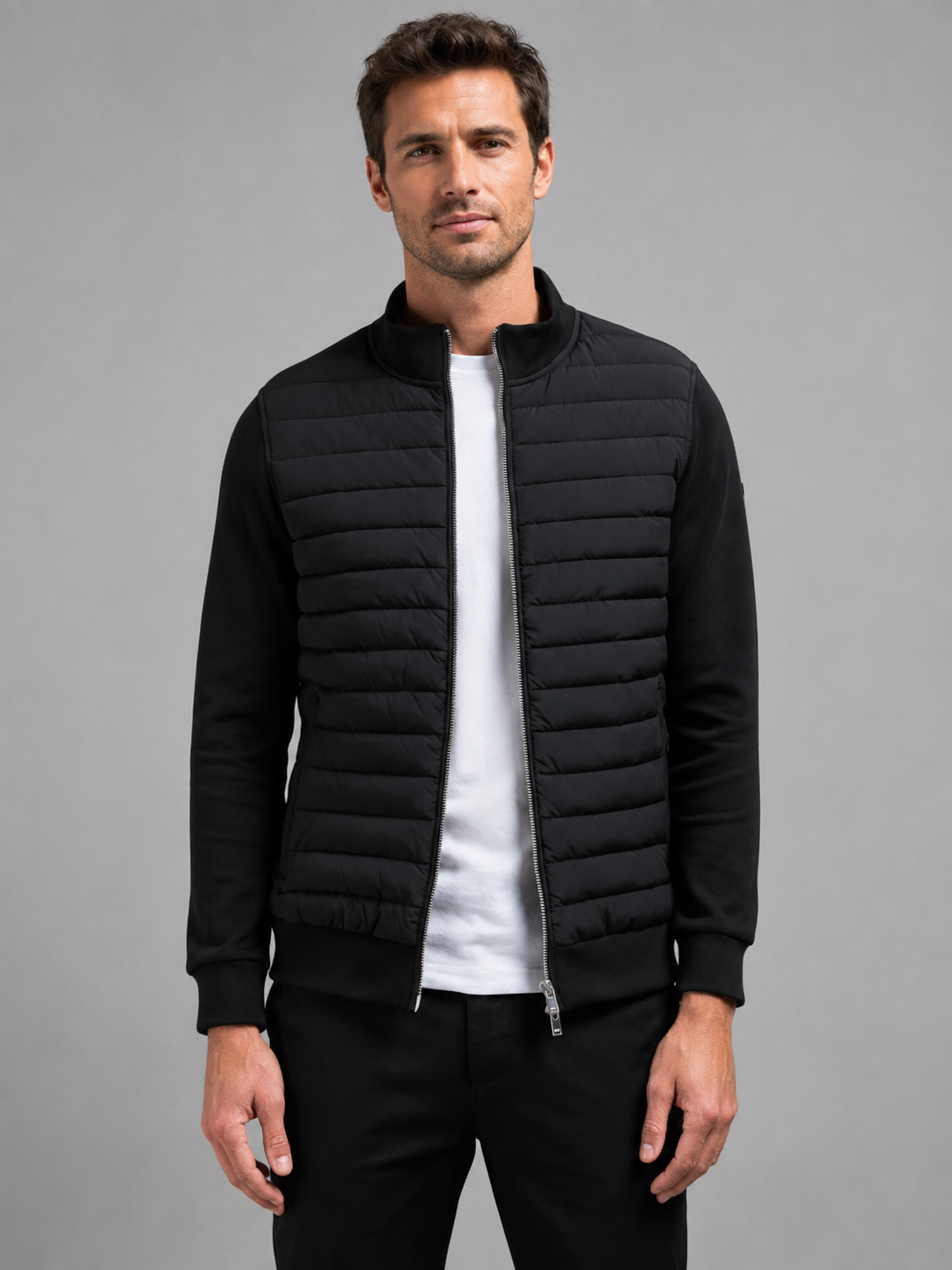 Men’s Zip Jacket with Padded Front Panels