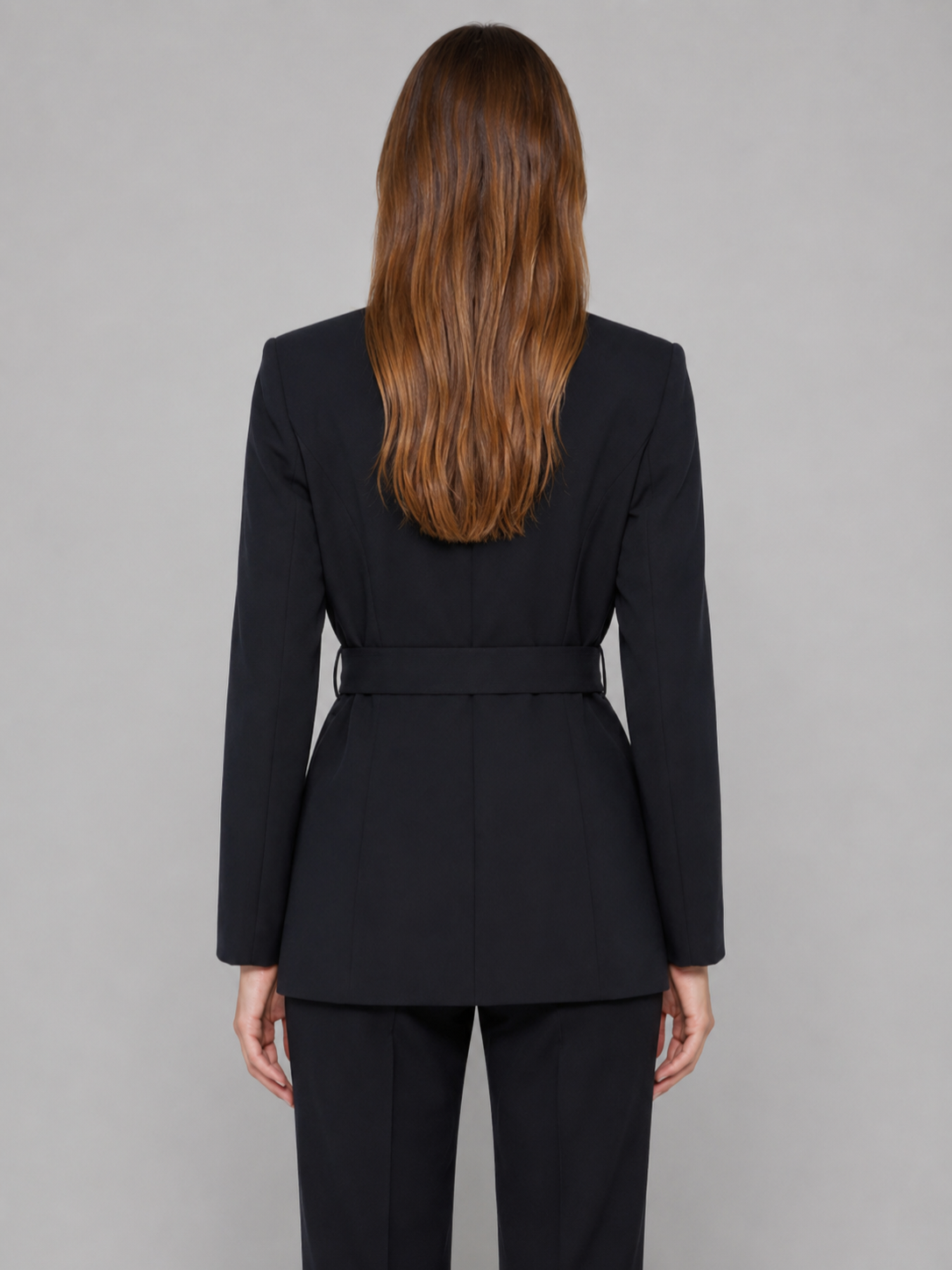 Women’s Belted Blazer with Structured Shoulders