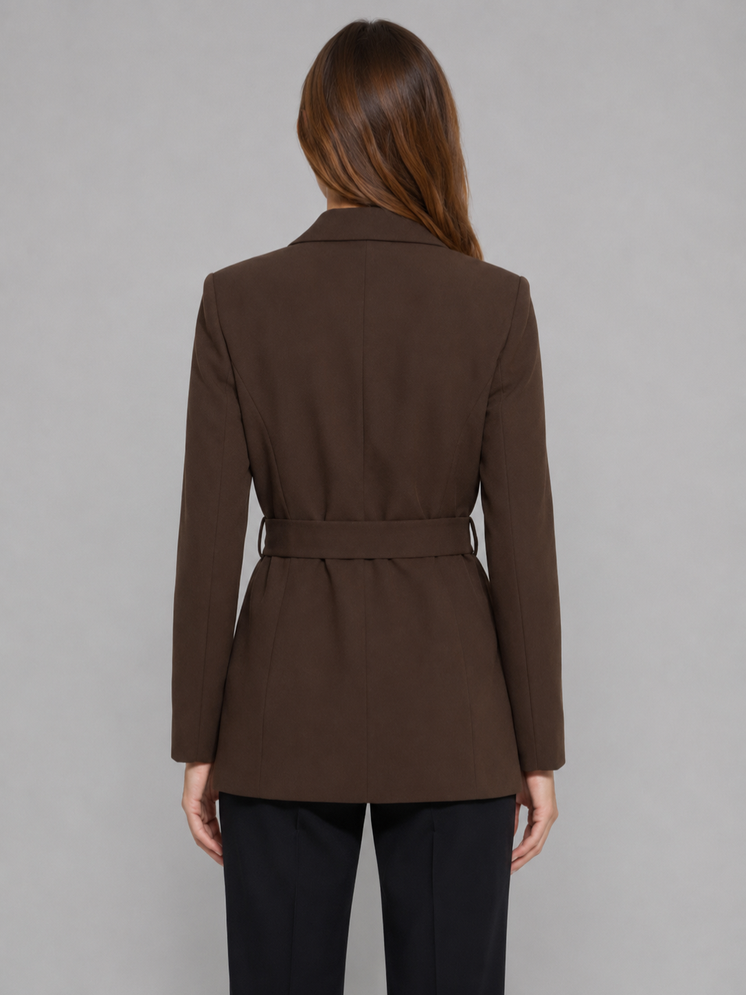 Women’s Belted Blazer with Structured Shoulders