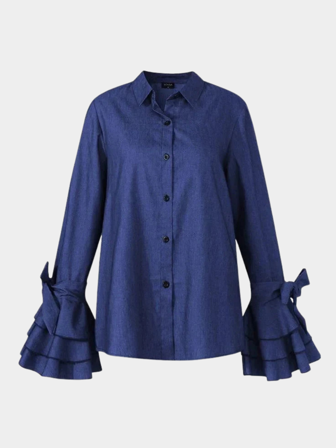 Women’s Button Front Blouse with Ruffle Cuffs