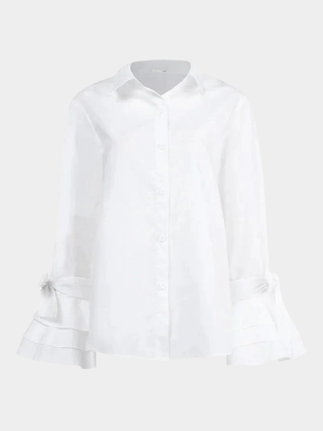 Women’s Button Front Blouse with Ruffle Cuffs