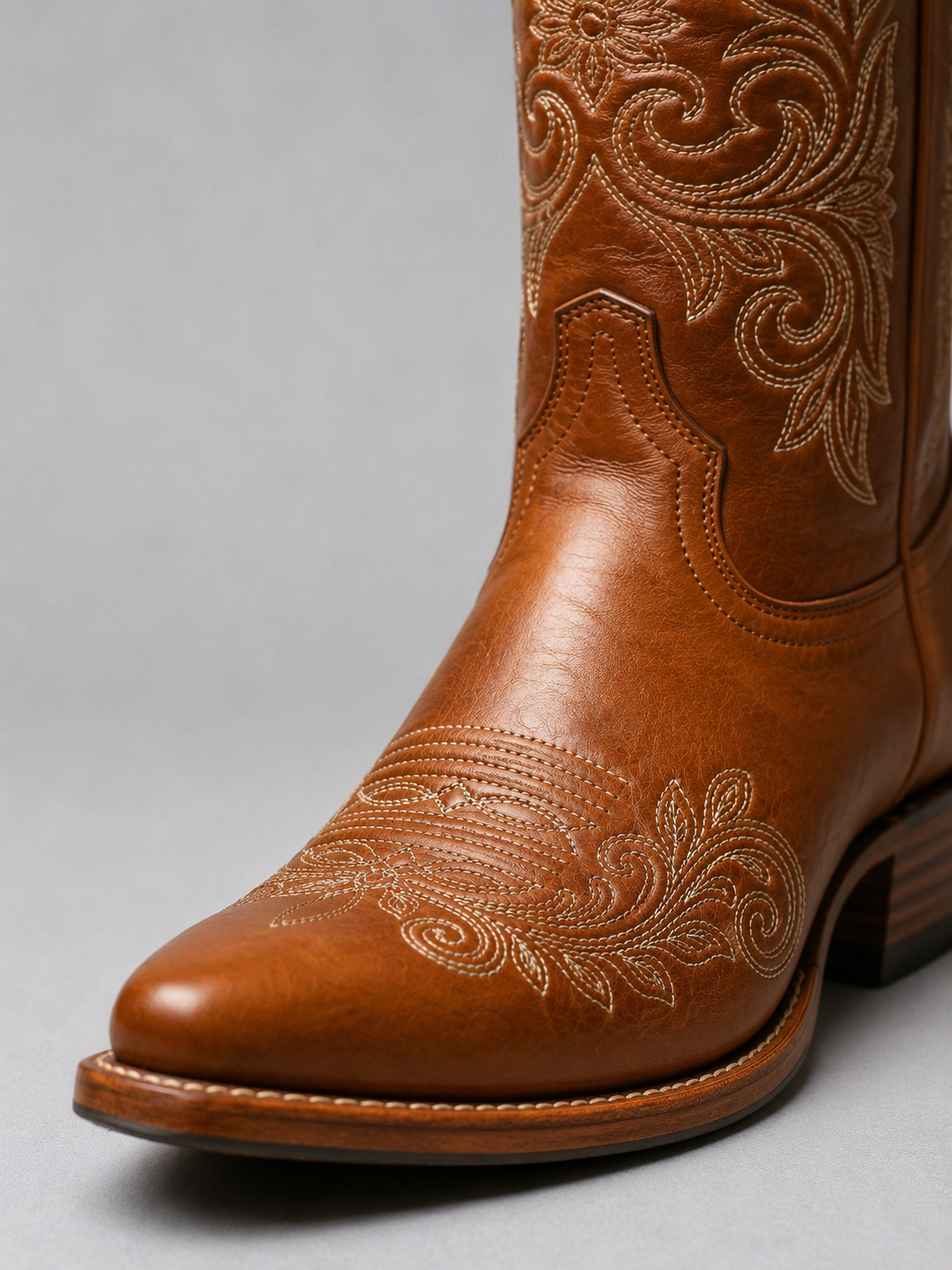 Women’s Cowboy Boots with Embroidered Knee-High Design