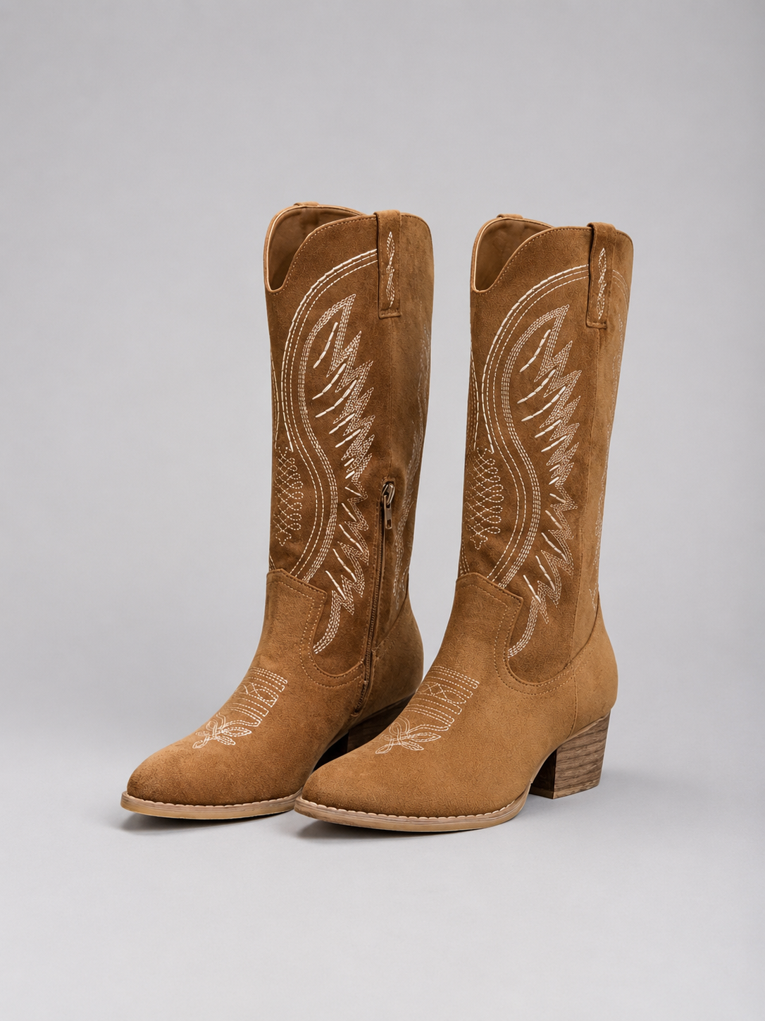 Women’s Cowboy Boots with Embroidered Knee-High Shaft