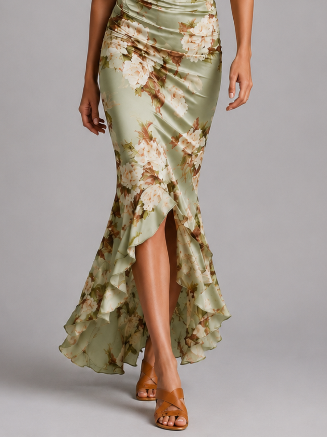 Women’s Floral Maxi Dress with V-Neck and Flutter Sleeves