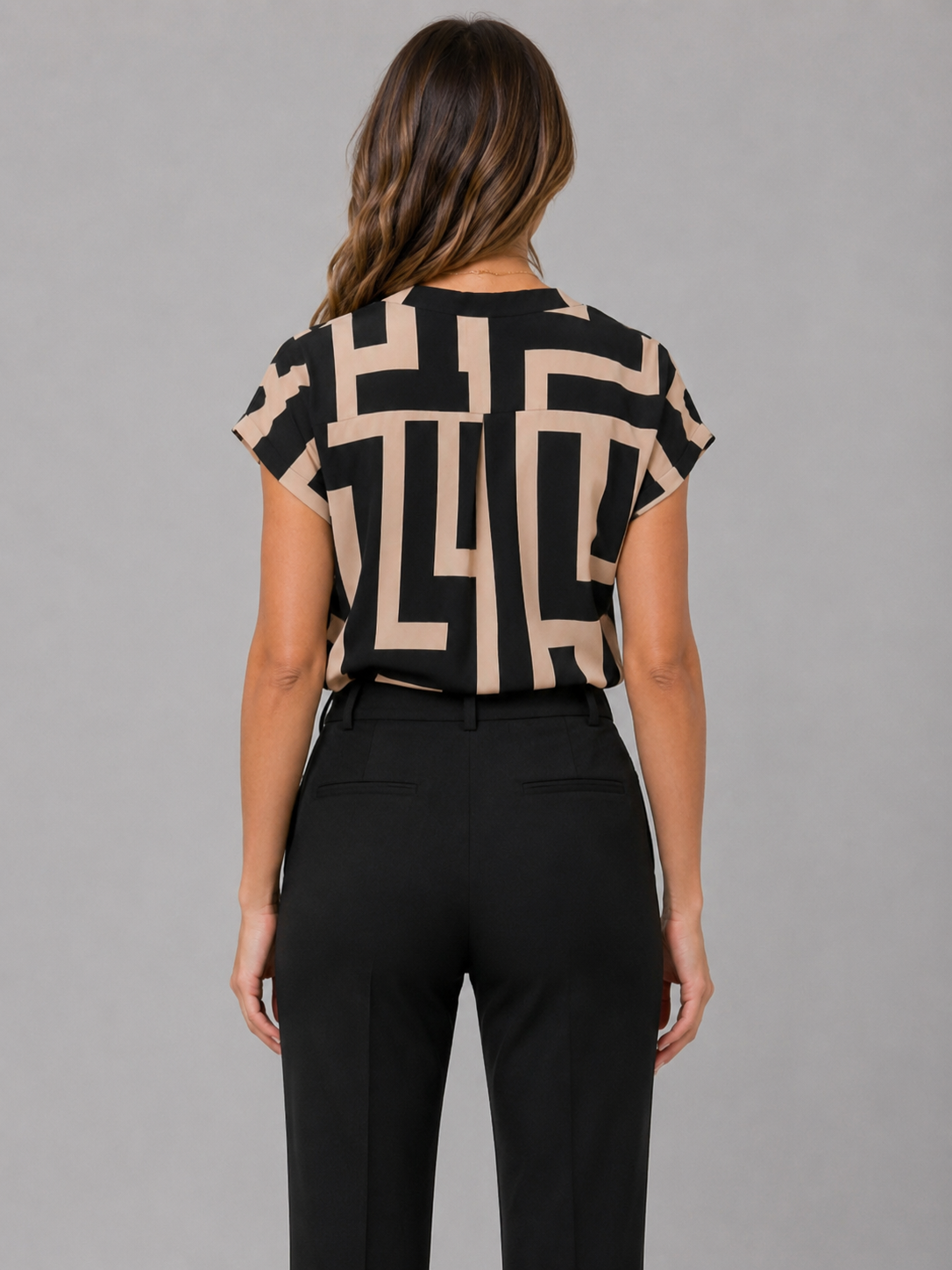 Women’s Geometric Print Blouse with V-Neck