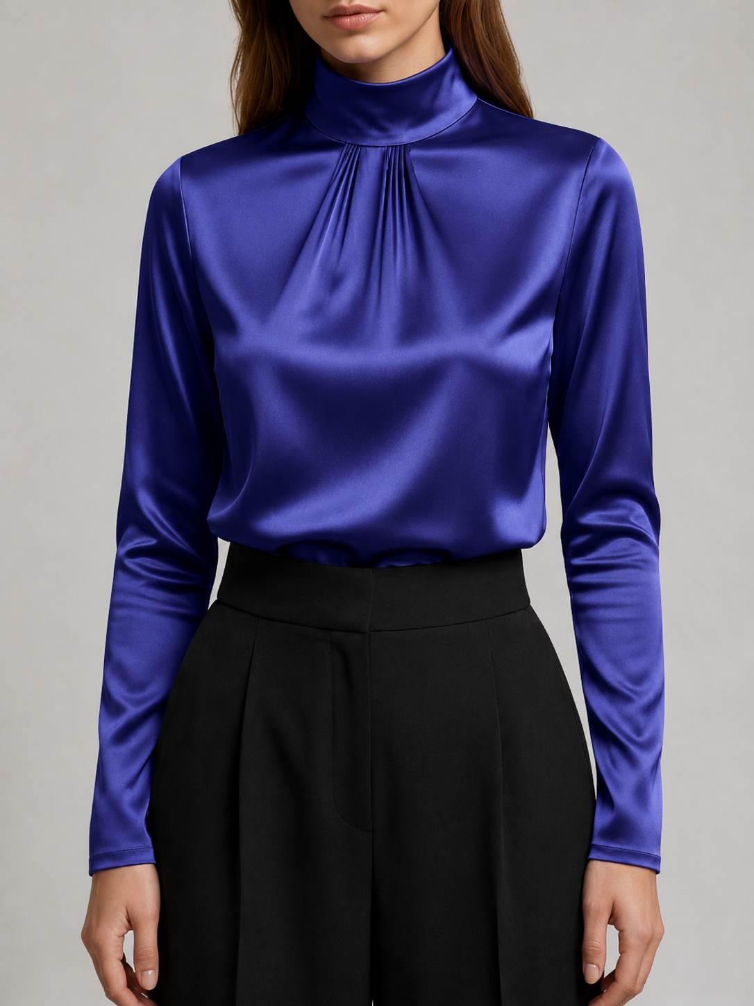 Women’s High Neck Blouse with Long Sleeves