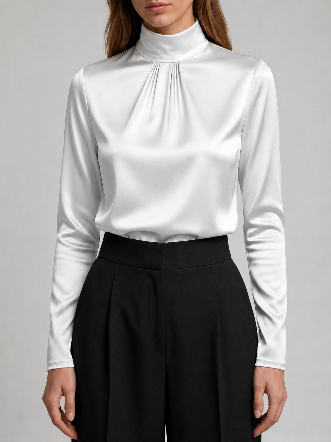Women’s High Neck Blouse with Long Sleeves