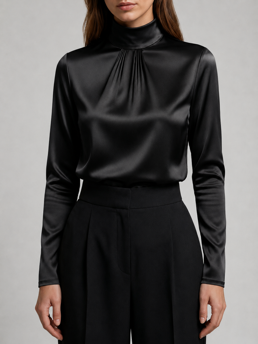 Women’s High Neck Blouse with Long Sleeves