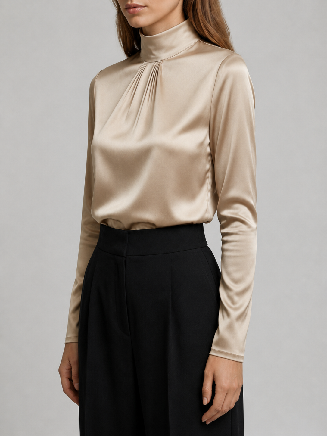 Women’s High Neck Blouse with Long Sleeves