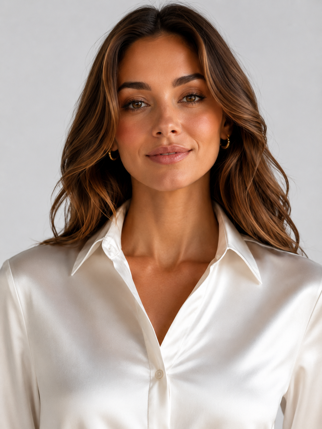 Women’s Long Sleeve Blouse with Collar and Button Closure