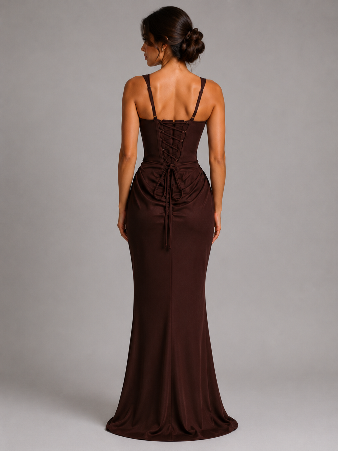 Women’s Maxi Dress with Square Neck and Draped Waist