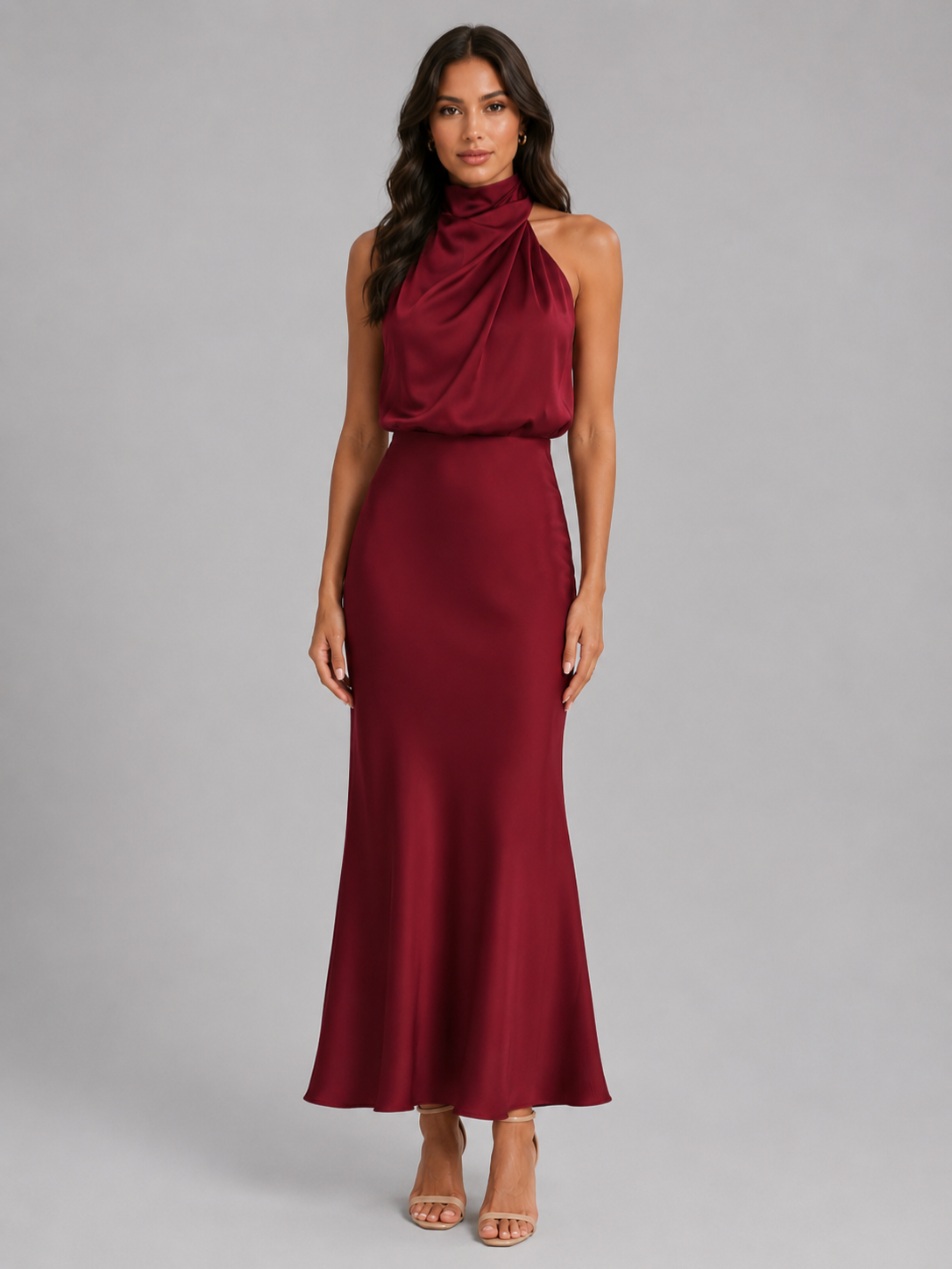Women’s Midi Dress with High Neckline