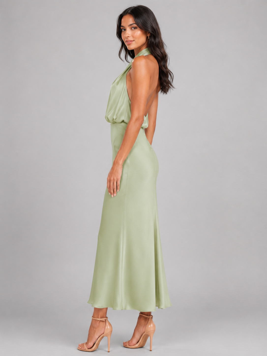 Women’s Midi Dress with High Neckline