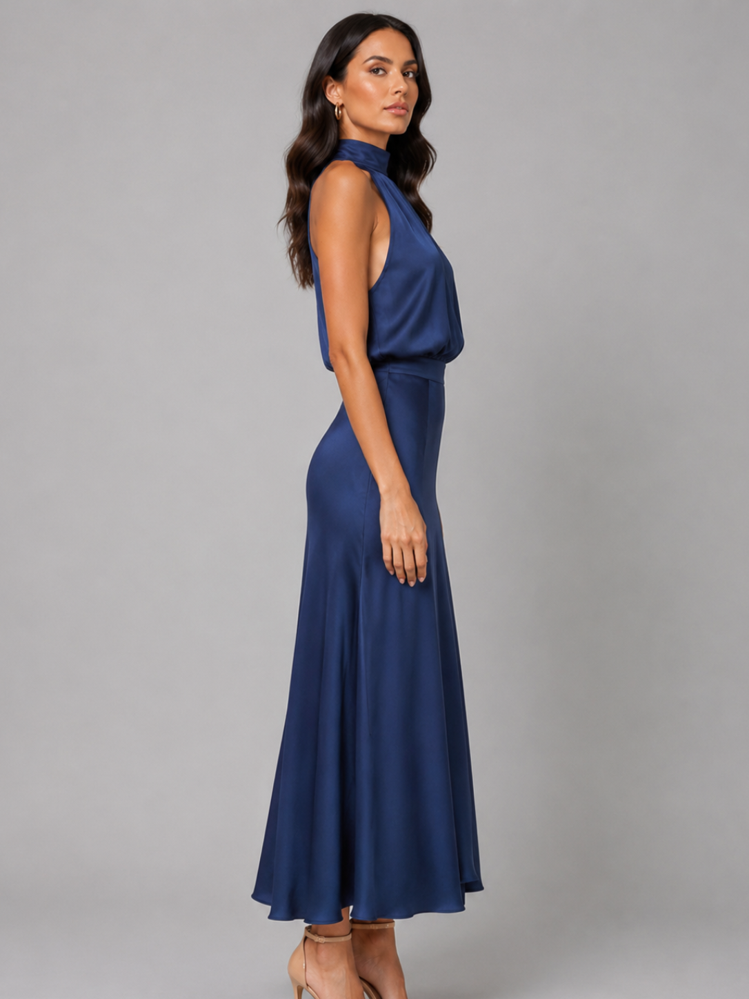Women’s Midi Dress with High Neckline