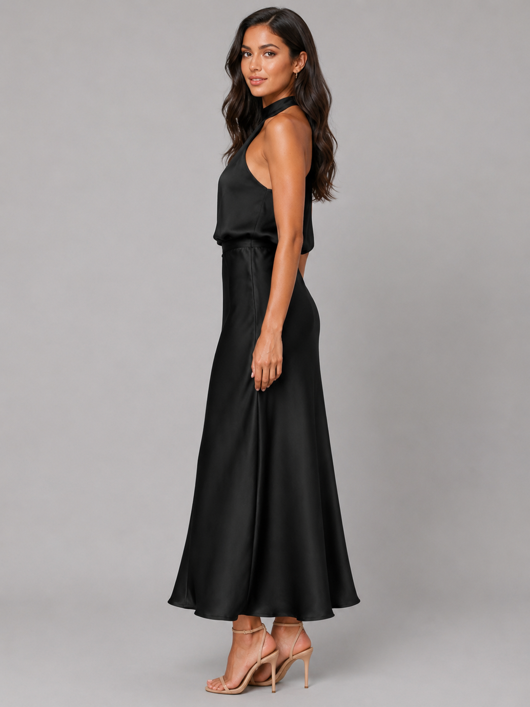 Women’s Midi Dress with High Neckline