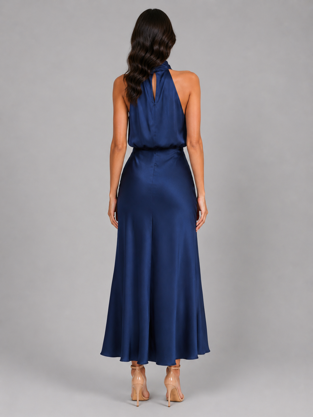 Women’s Midi Dress with High Neckline