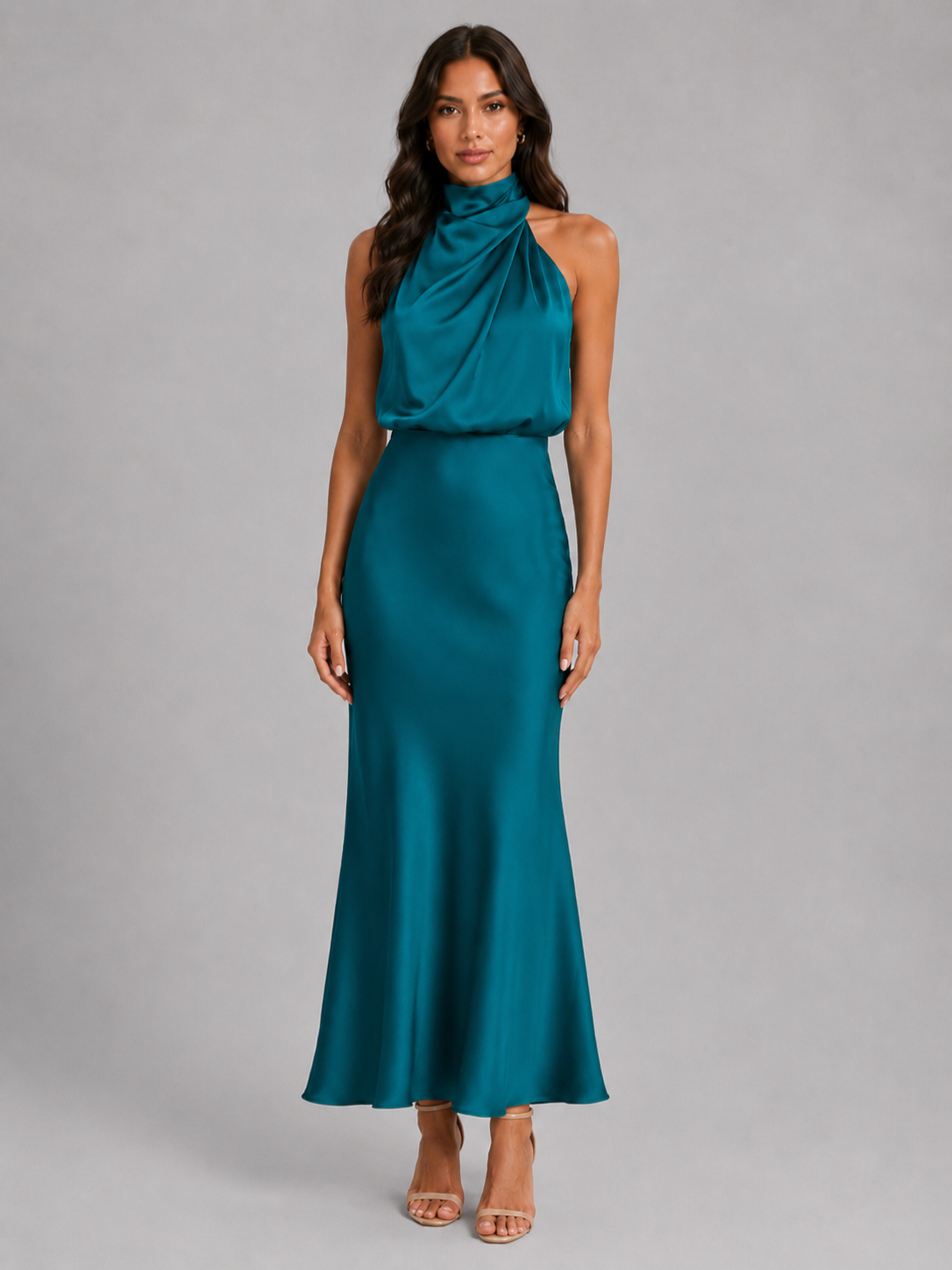 Women’s Midi Dress with High Neckline