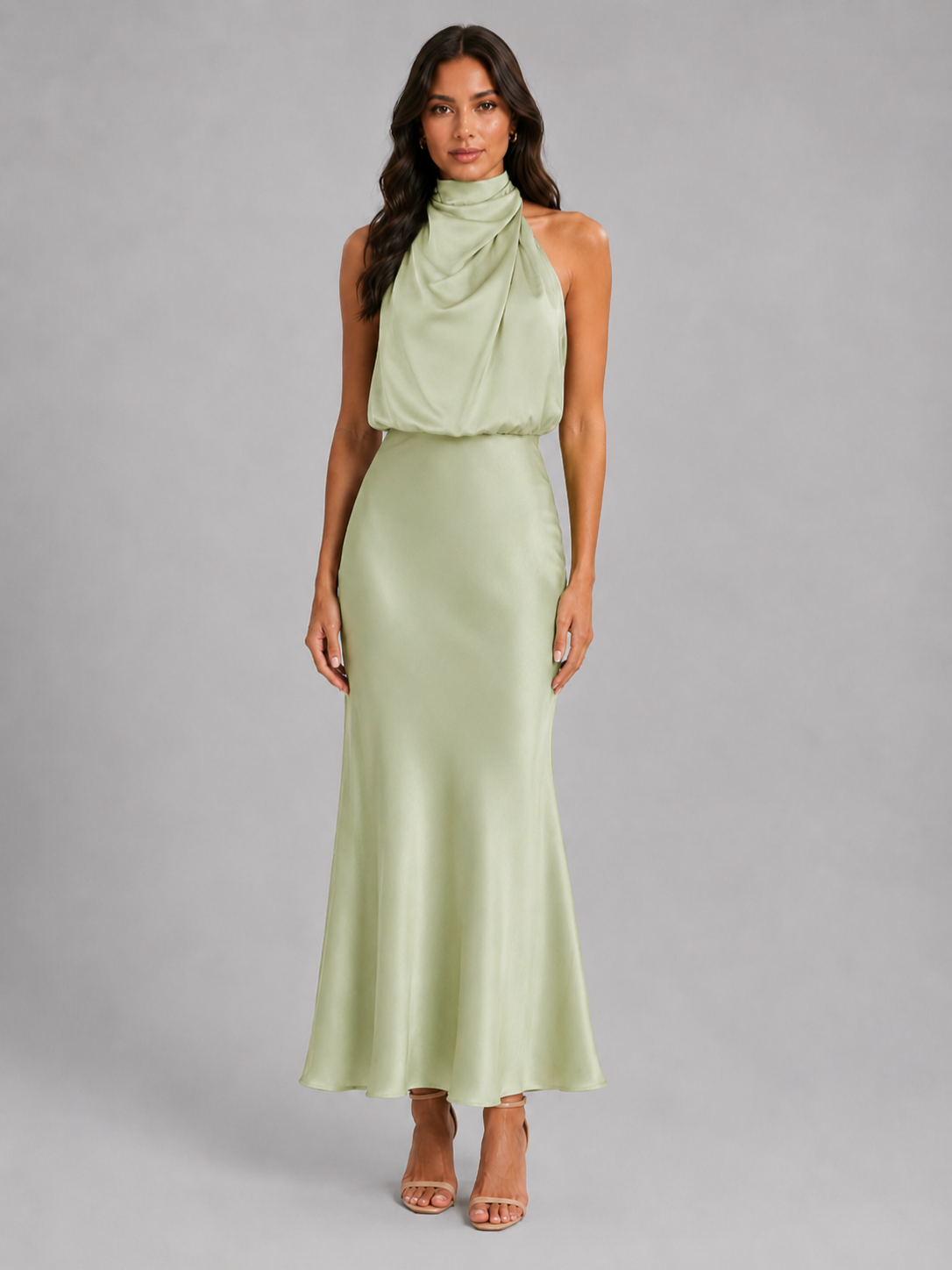 Women’s Midi Dress with High Neckline