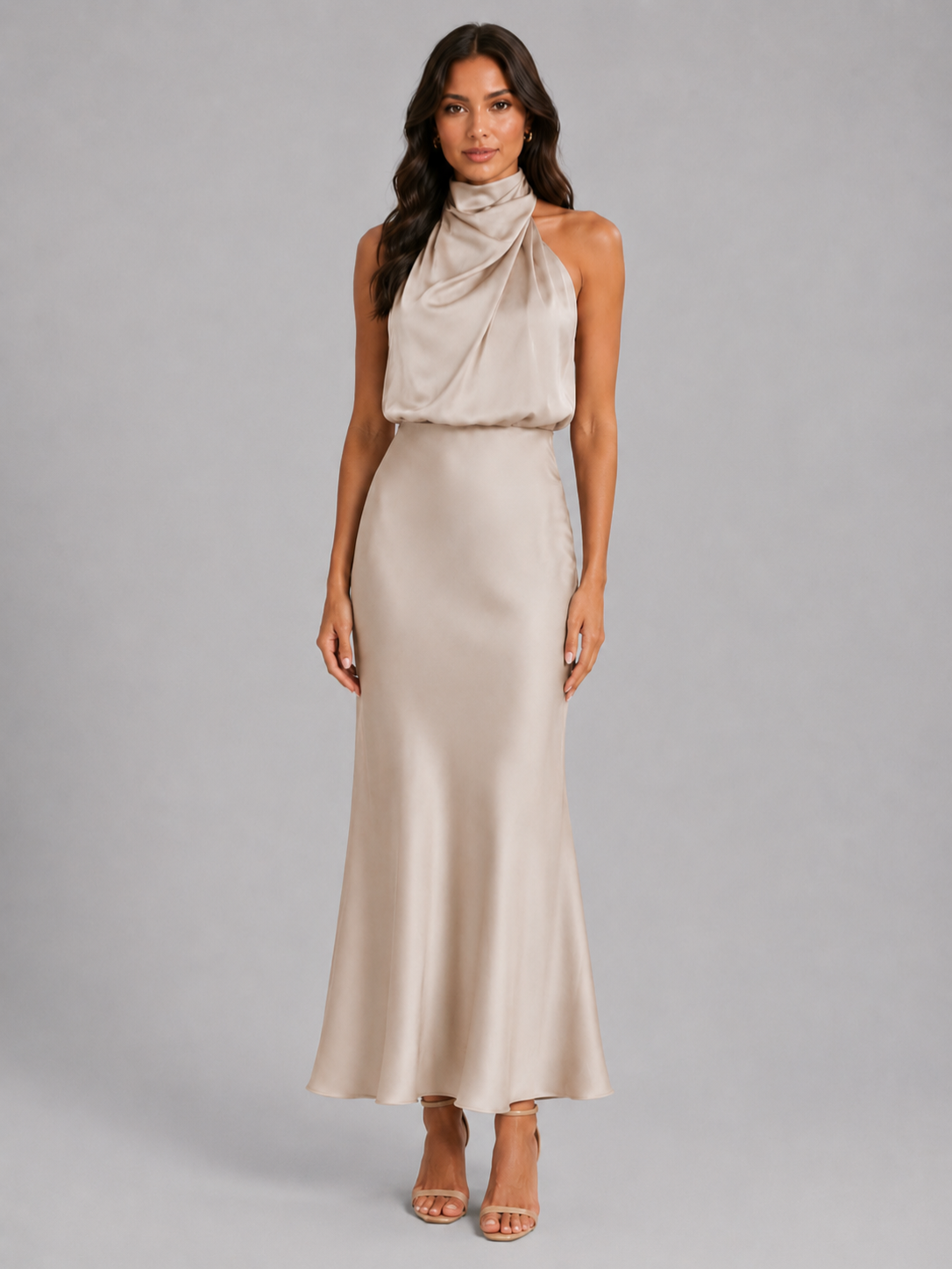 Women’s Midi Dress with High Neckline
