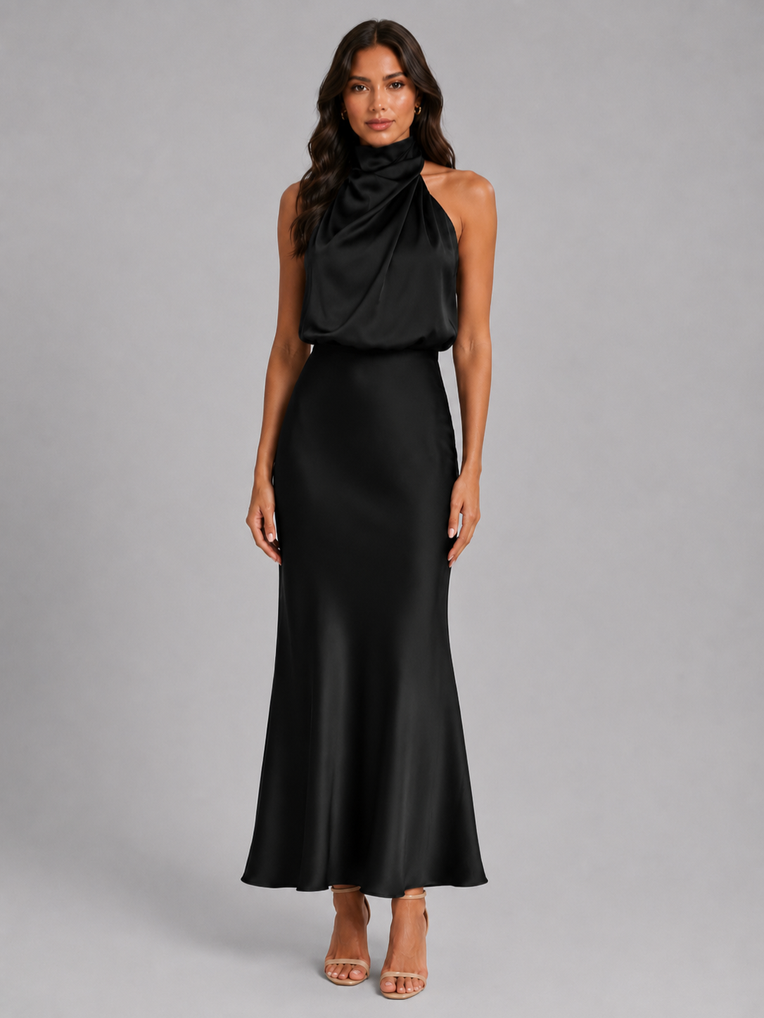 Women’s Midi Dress with High Neckline