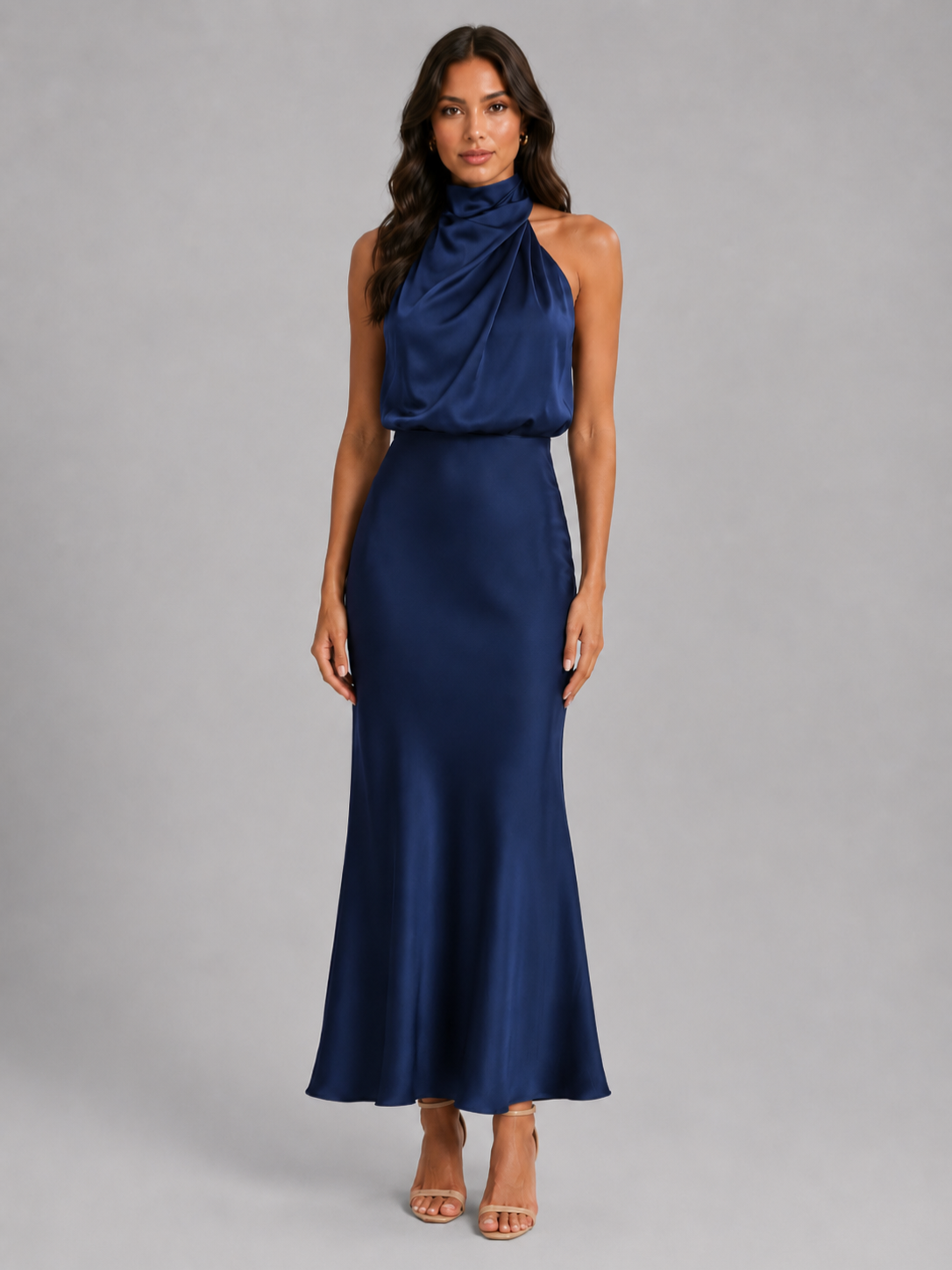 Women’s Midi Dress with High Neckline