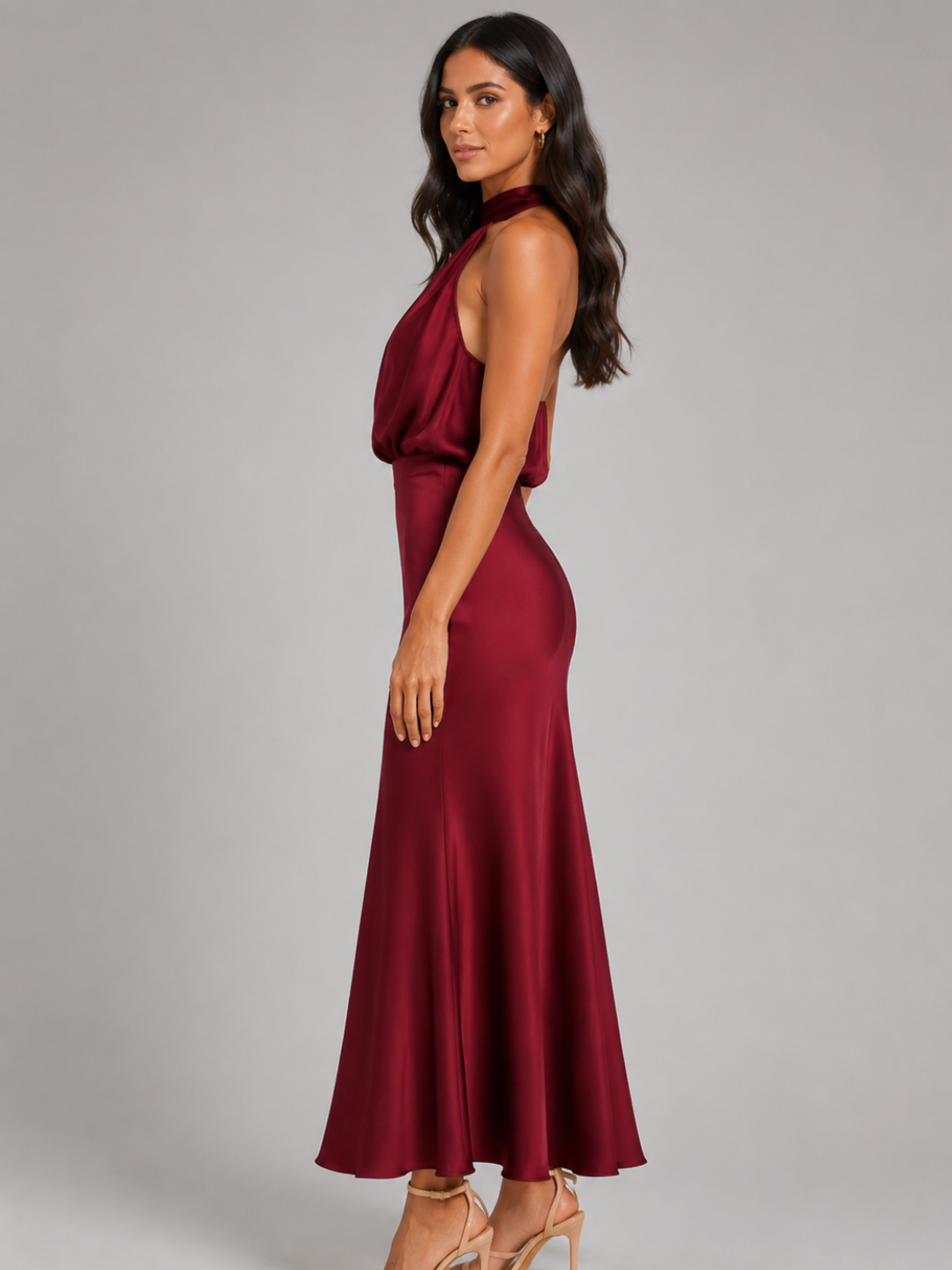 Women’s Midi Dress with High Neckline