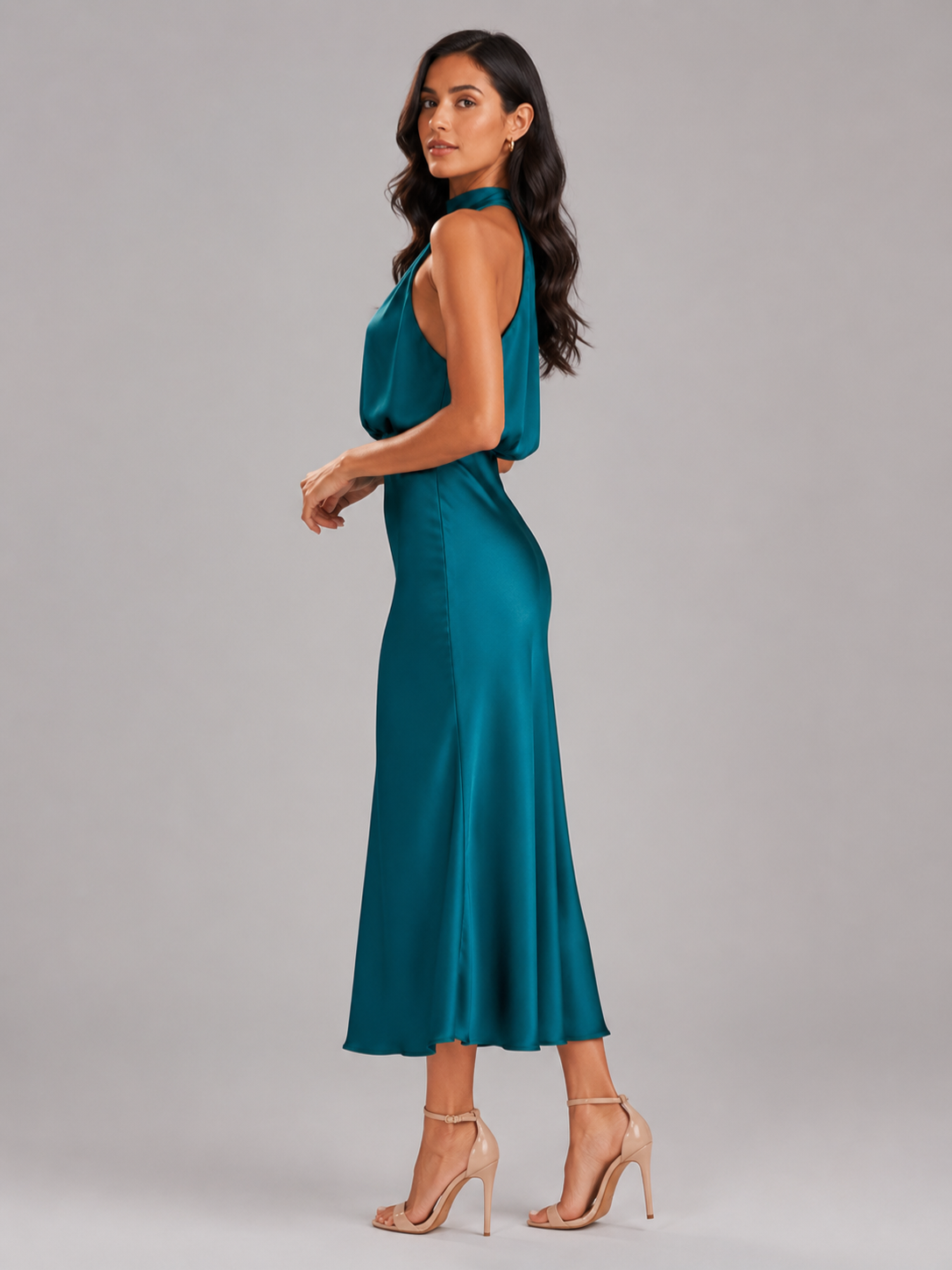 Women’s Midi Dress with High Neckline
