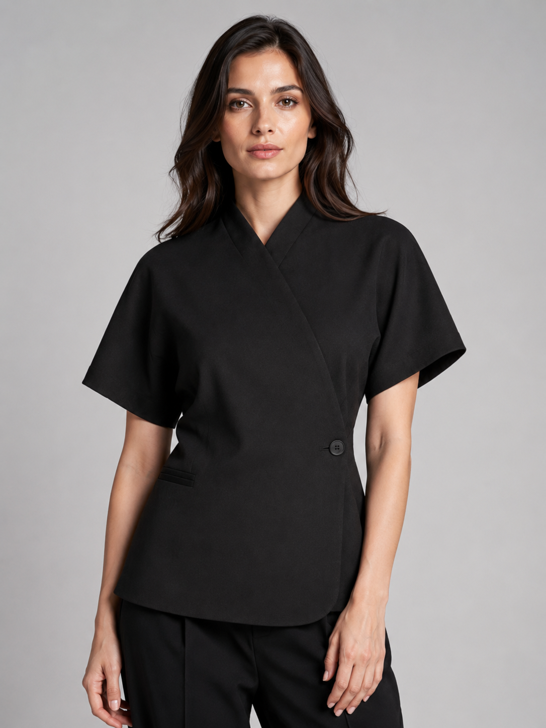 Women’s Short Sleeve Blazer with V-Neck